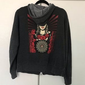 Obey graphic zip up hoodie